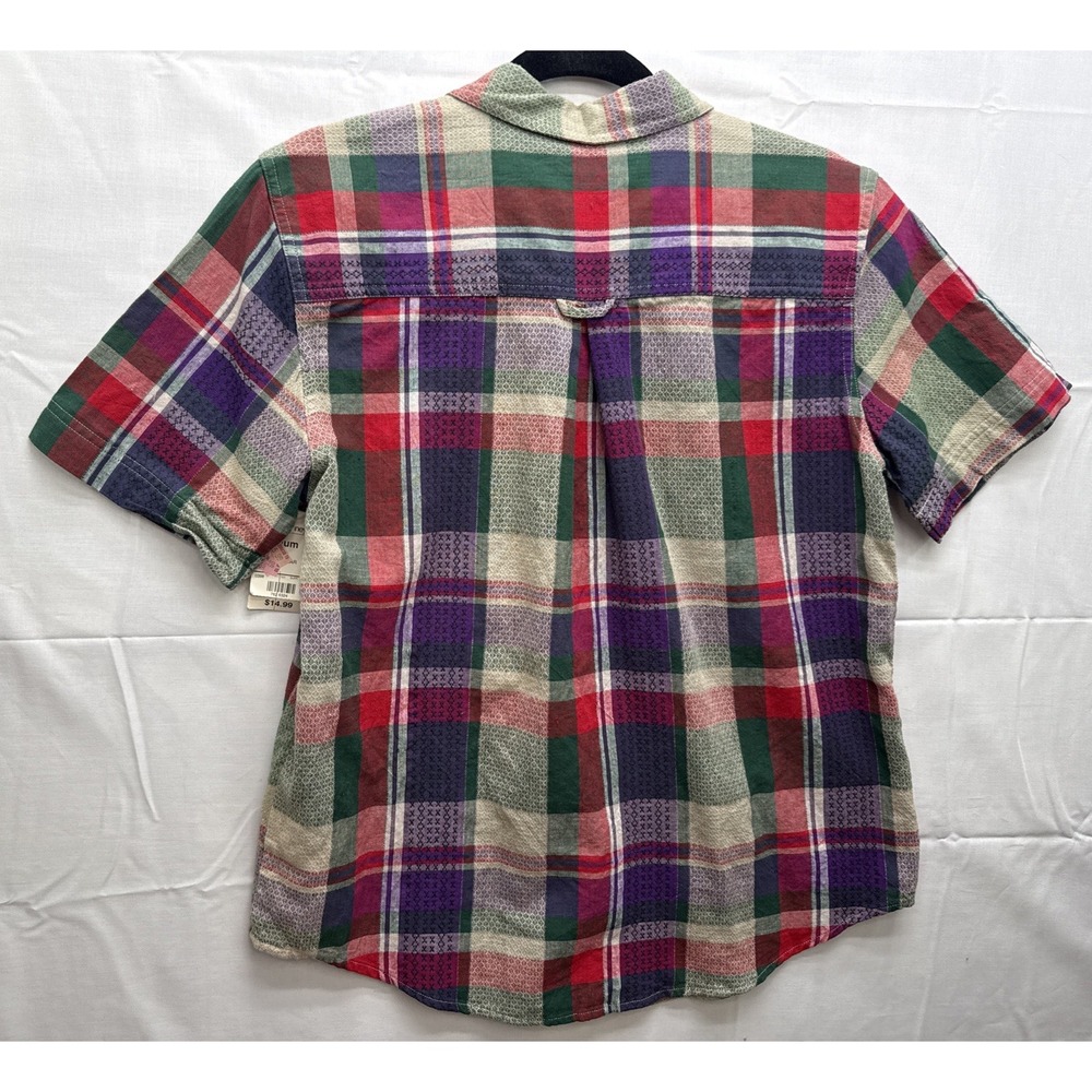 Vtg 90s Cabin‎ Creek Womens Plaid Short Sleeve Button Up Shirt Size M NWT - Picture 6 of 7